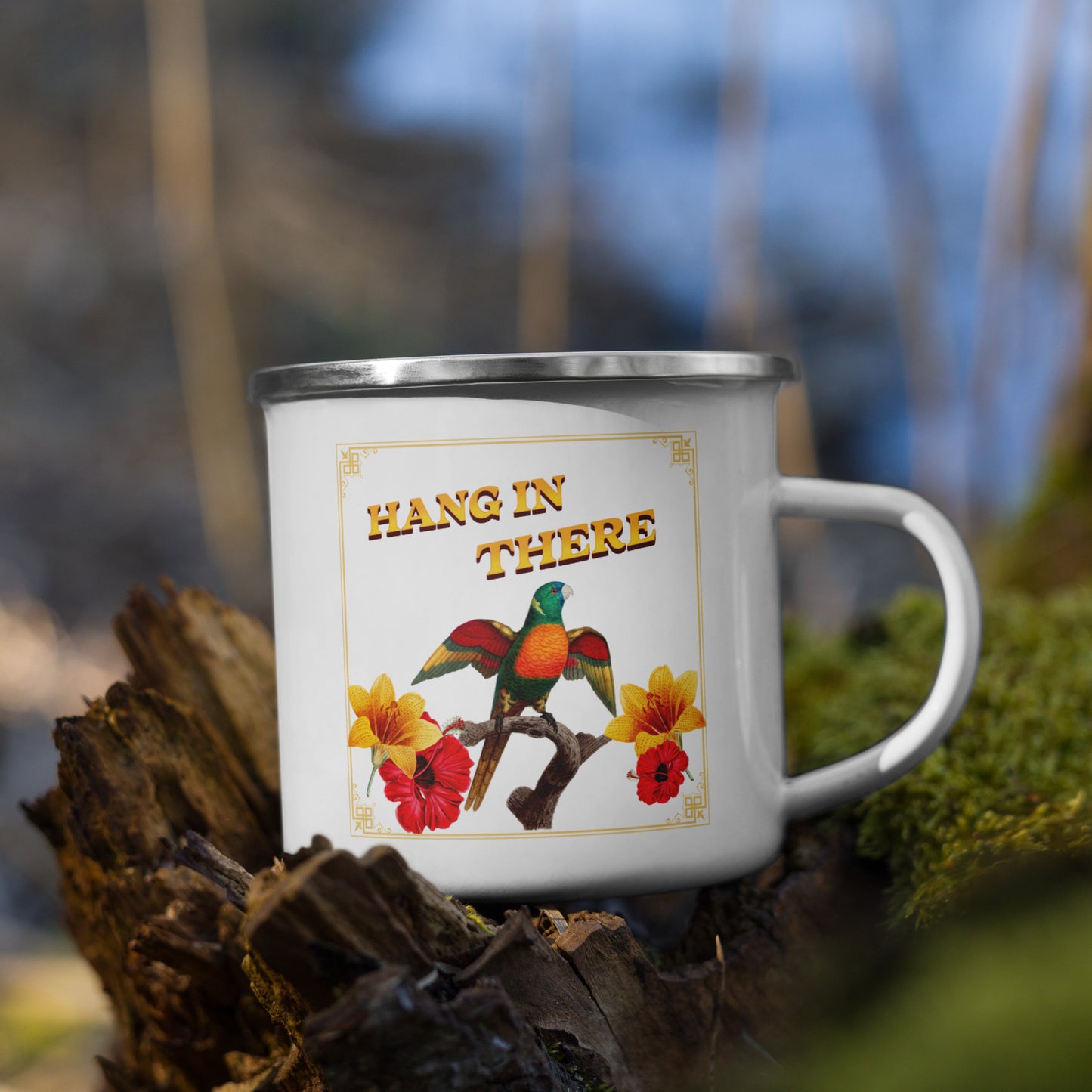 Hang In There Enamel Mug